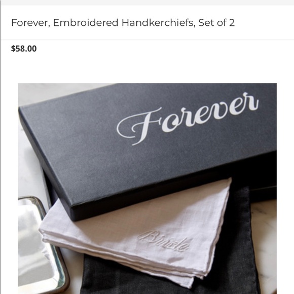 NWT FOREVER WEDDING Embroidered Handkerchiefs - Picture 3 of 3
